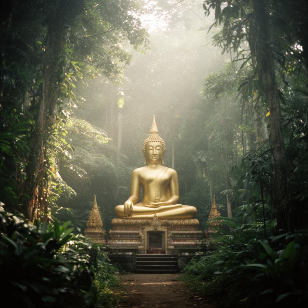 Templo escondido na selva tailandesa